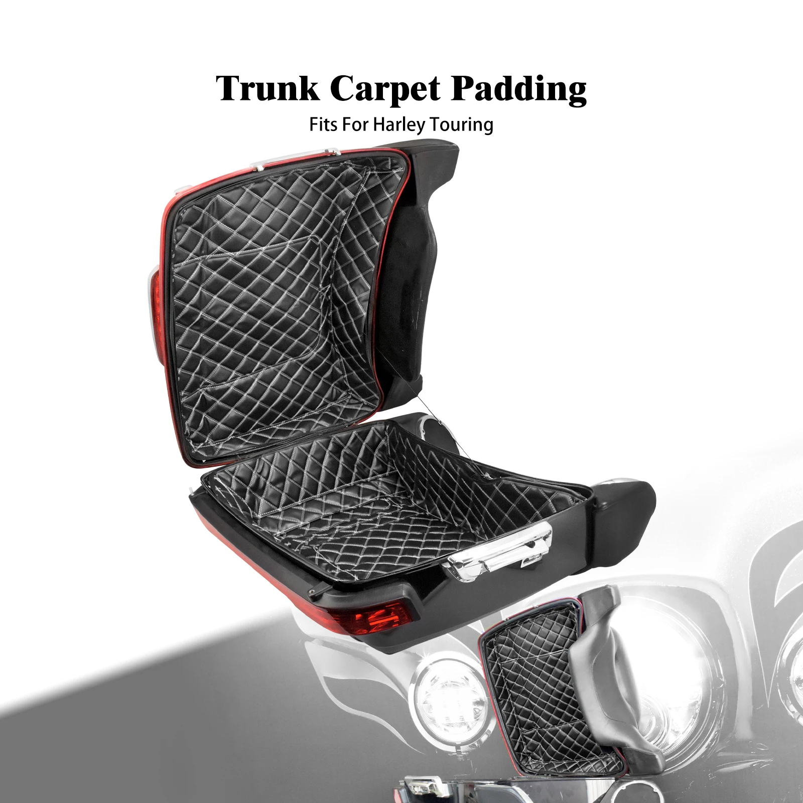 

Motorcycle Decorative King Tour Pack Insert Liner White Stitching For Harley Touring Road Street Glide 2014-2025