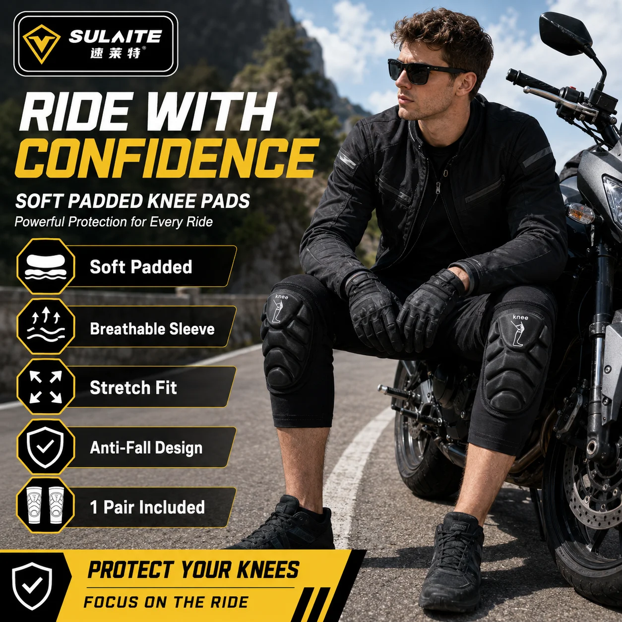 SULAITE Motorcycle Knee Pads S - Motorcycle Gear Sleeve ulasan dan harga