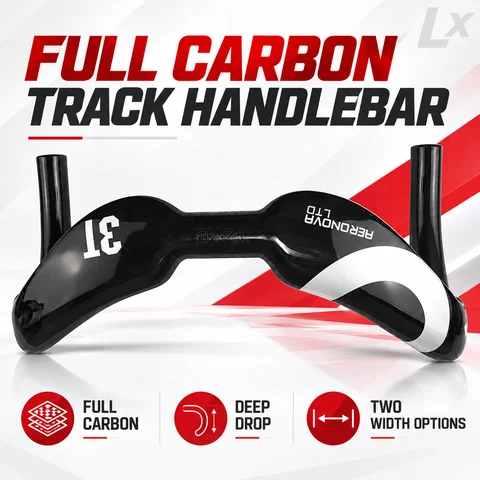 Full Carbon Track Bike Handlebar 370/385mm Aero Drop Bar 31.8mm Clamp Silver Red Black Gloss Matte Fixed Gear Cycling Racing