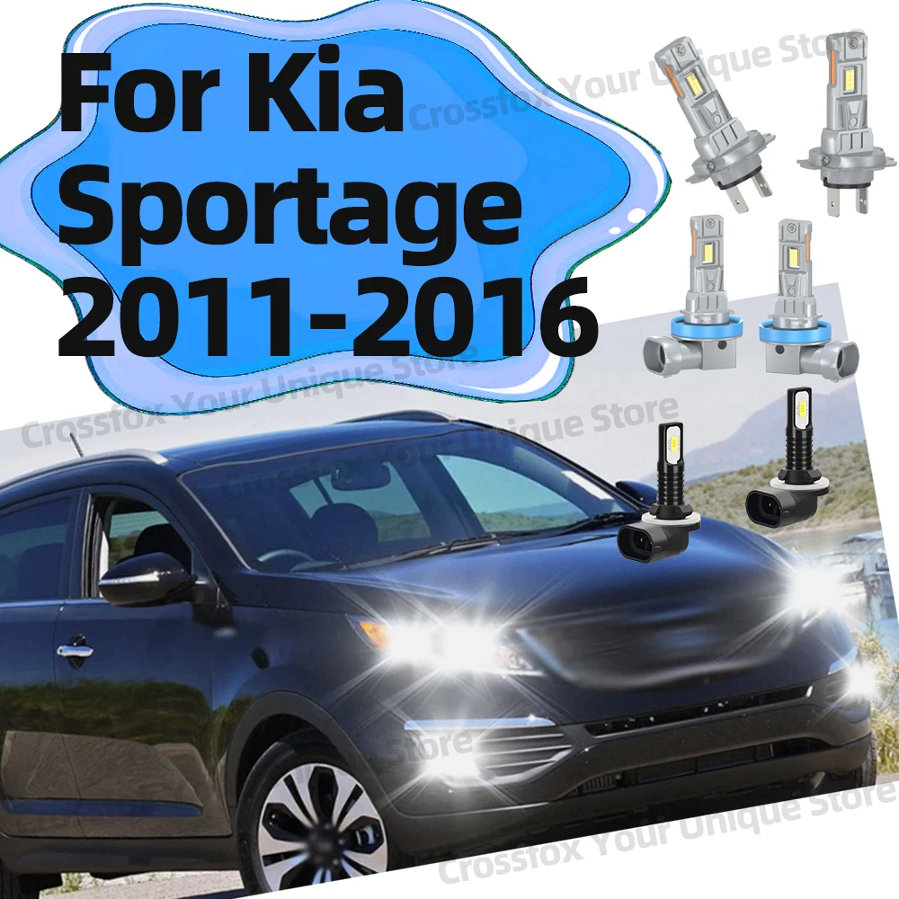 2/6x para Kia Sportage 2011 2012 2013 2014 2015 2016 faros de luz alta y baja 180W 30000LM bombillas de faros LED 6000K 12V faros antiniebla