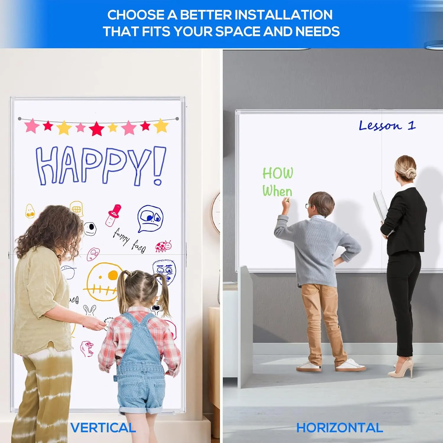 Magnetic White Board Dry Erase Board for Wall，72" x 48" (6ft x 4ft) Wall-Mounted Aluminum Frame Marker Board, Foldable Portable Whiteboard with a Long Pen Tray for School, Classroom, Office & Home view 4