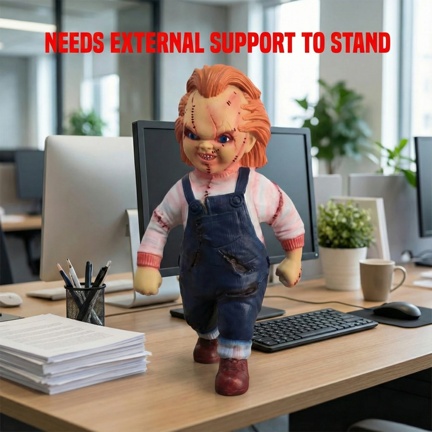 

Детская игра из фильма ужасов, фигурка Чаки, 10-дюймовая кукла из ПВХ, Коллекционная модель игрушки, украшение на Хэллоуин - позы на стоя и бегу