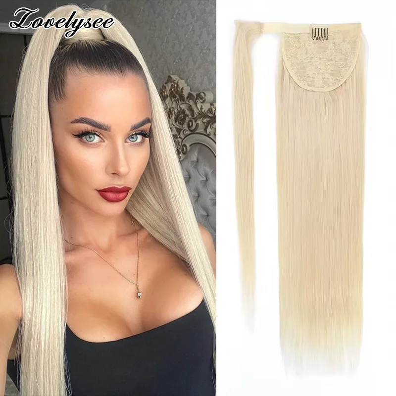 #1001 PEARL BLONDE Straight Ponytail Hair Extensions 100% Remy Human Hair Wrap 120G Clip In Magic Wrap Around Ponytail Hair