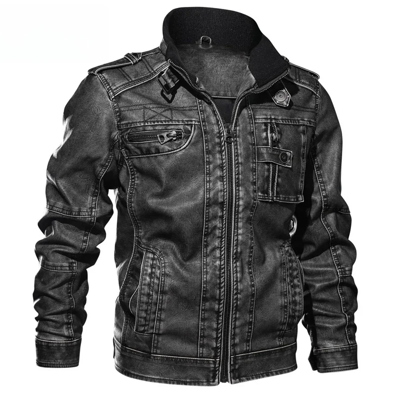 Maxulla męskie kurtka PU mody męskie skórzane kurtki płaszcze męskie na co dzień Slim Fit Faux skórzane Punk kurtki motocyklowe odzież 7XL — zdjęcie 2