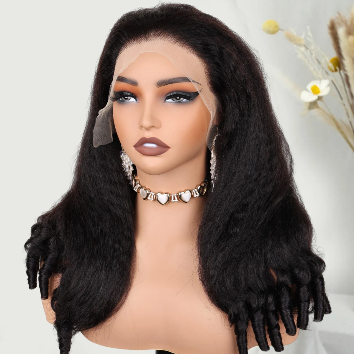 18A Kinky Straight Burmese Curly Human Hair Lace Wigs 100% Human Hair 250 Density 13x4 HD Lace Front Wig Yaki Spiral Curls Human Hair Wigs For Woman