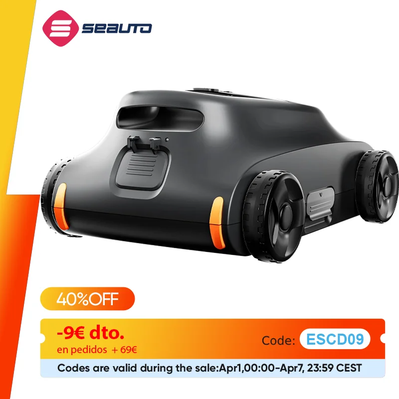 Aspirateur robotique de piscine Grennix SAT 10 180 minutes fonctionnant jusqu'à 2000 pieds carrés, double moteur sans balais 180 W, pour piscines hors/à sol