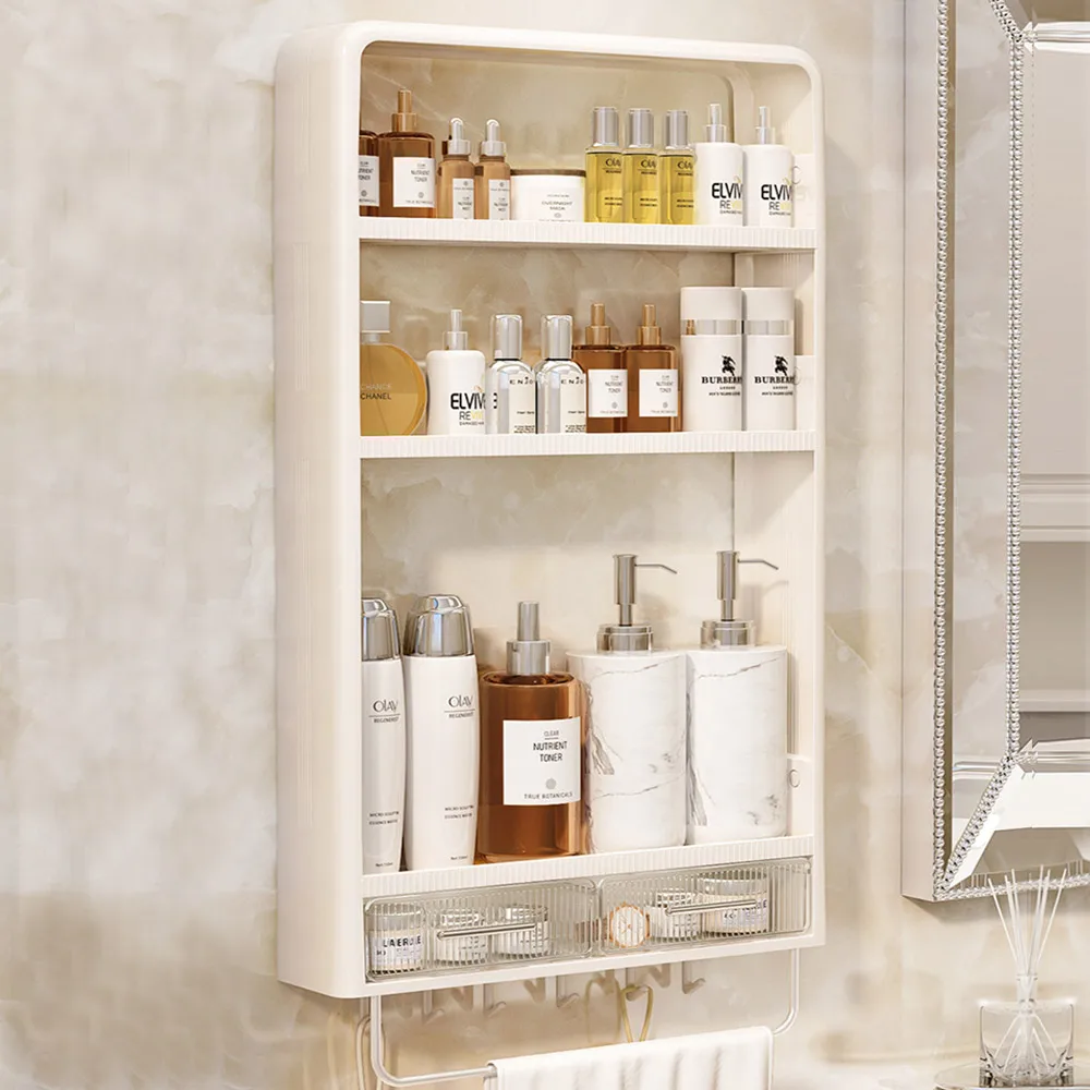 Cinnamonshop Wall-Mounted Cosmetic Organizer for Vanity, Storage, and Display