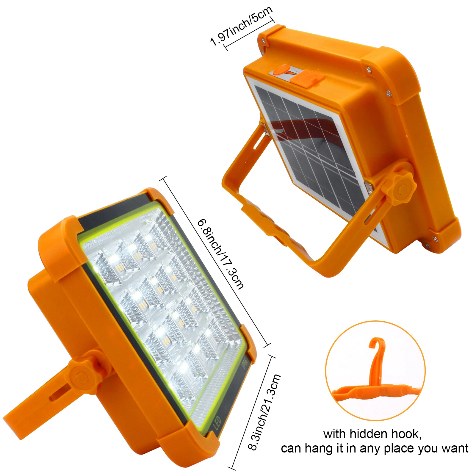 Indmird Led Draagbare Zonne-Energie Werklamp, 100W 10000lm Batterij Oplaadbare Noodwerklamp Met 4 Lichtmodi Schijnwerper