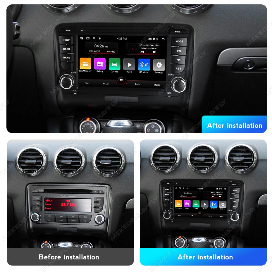 Android Car Radio Multimedia Player For AudiTT MK2 8J 2006 - 2014 Wireless Carplay DSP Sound GPS Car Screen Reversing Camera BT