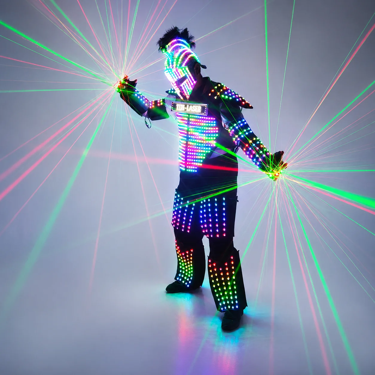 Nightclub Bar Party LED Luminous Dance Costume Clothes With Led Helmet Glowing Robot Suit Stage Performance Clothing Dancewear