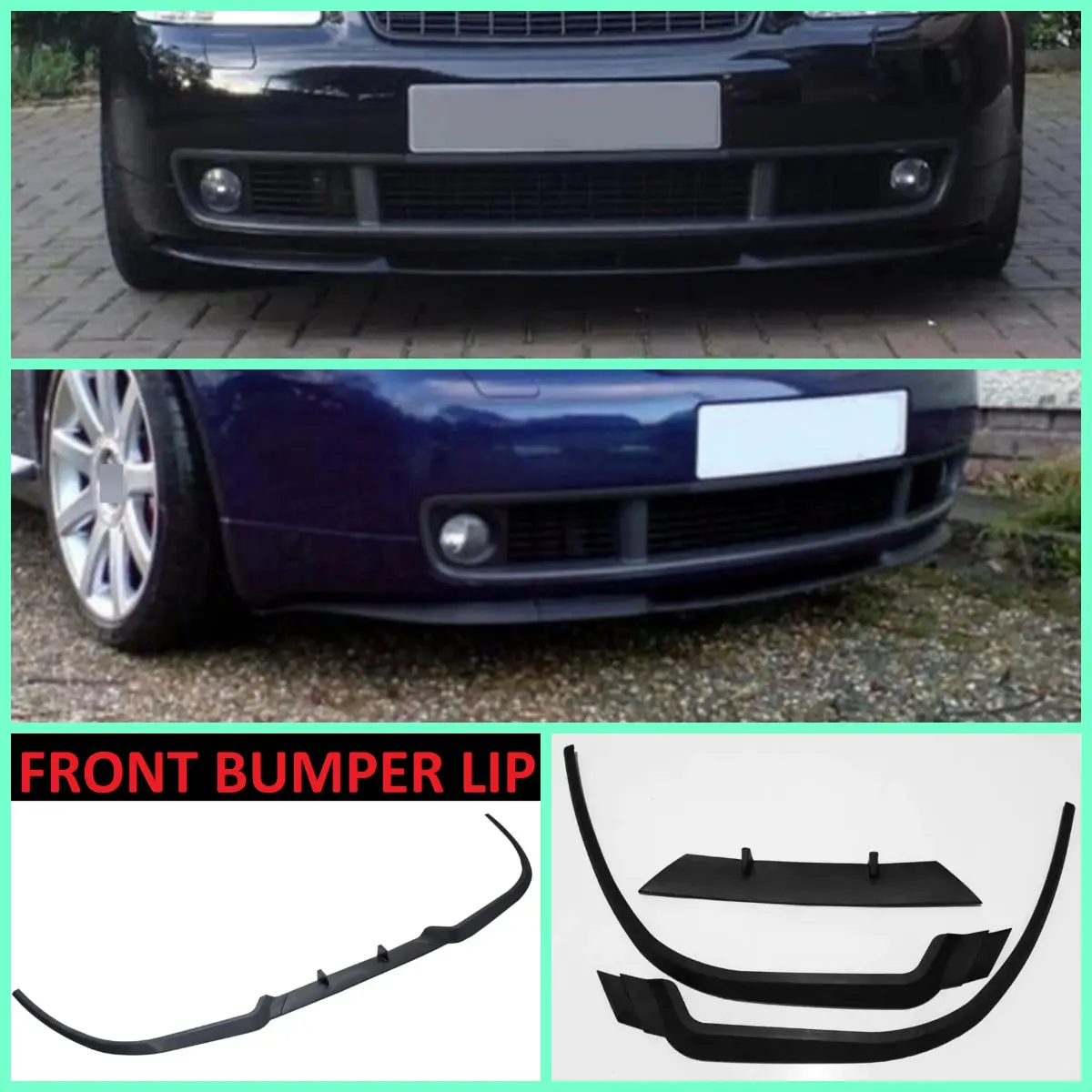 For Audi A3 S3 8L CUPRA R FRONT SPOILER BUMPER LIP Euro Spoiler Lip Universal 3 pcs Body Kit Splitter Car Accessories Protector