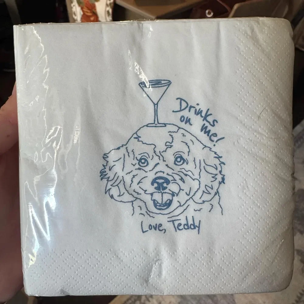 50pcs Dog Cocktail Napkins | Cute Illustrated Wedding & Party Decor | Engagement, Bridal Shower, Rehearsal Dinner