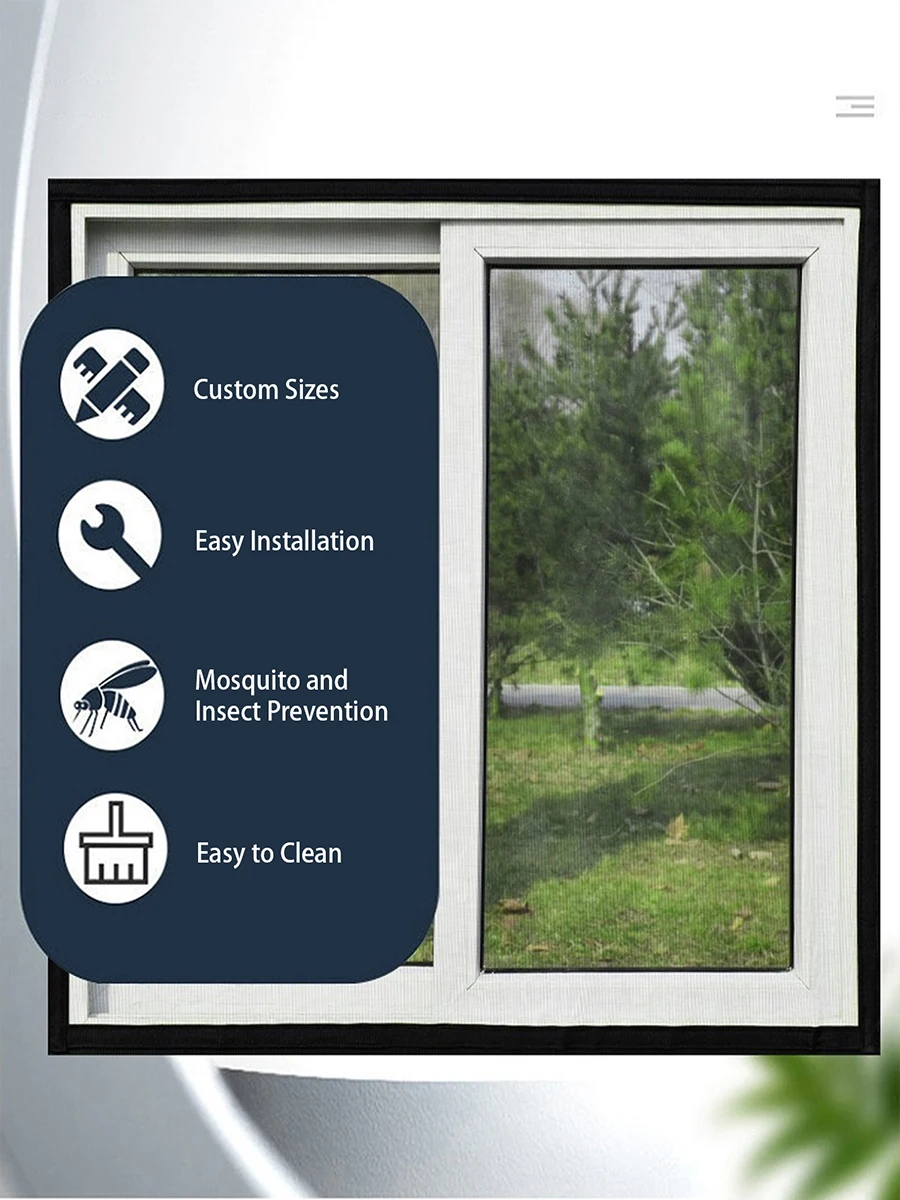 Ideal for Summer Customizable Self-Adhesive Window Screen - Anti-Mosquito, Washable, Reusable, Easy Installation