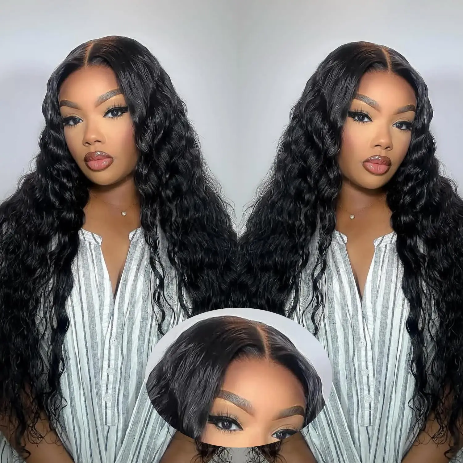 Wear and Go Glueless Wigs Human Hair Deep Wave Lace Front Wigs 4x4 HD Lace