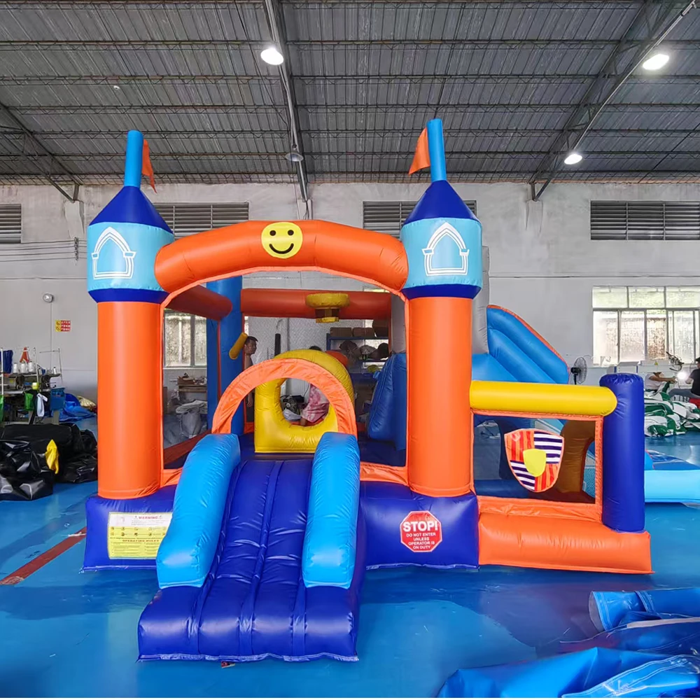 مخزون 16FT(L) منزل ترتد تجاري قابل للنفخ من مادة PVC مع شريحتين وقلعة قفز لحفرة الكرة للأطفال من عمر 3 إلى 10 حفلة في الفناء الخلفي