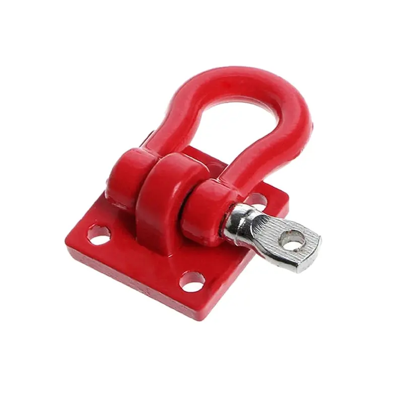 2 Pcs Metal Climbing Trailer Hitch Hook Winch Shackle For 1/10 Scale RC Crawler Truck D90 SCX10 Red Black Accessories