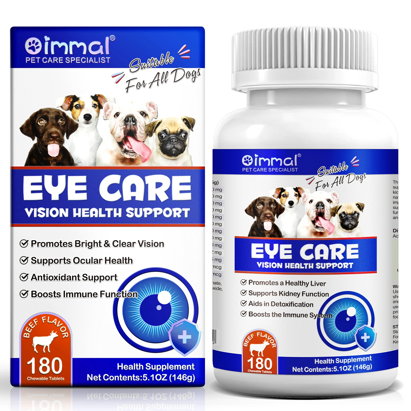 EYE CARE VISION HEALTH SUPPORT For Dogs Promotes Bright & Clear Vision Supports Ocular Health Antioxidant Support Boosts Immune