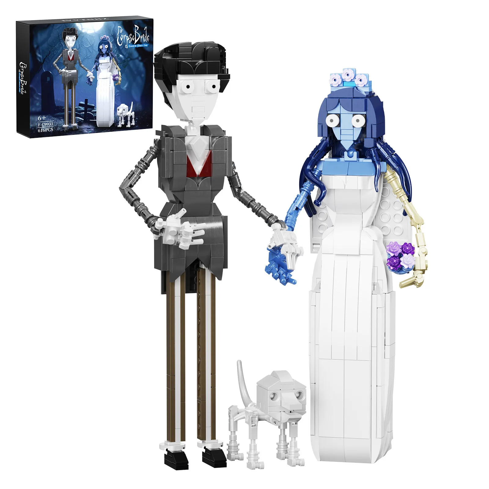 Moc New Zombie Bridal Building Block Set 2 Combination 1 Doll Animation Movie Character Model Toy Children Adult Halloween Gift 616 Pieces