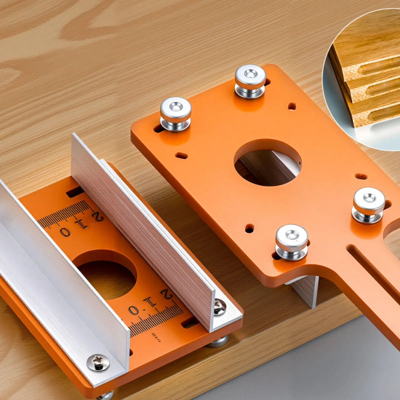 2in1 Carpentry Grooving Positioner Trimmer Router Guide Plate Adjustable Corner Radius Locator Jig for Precise Woodworking Slot