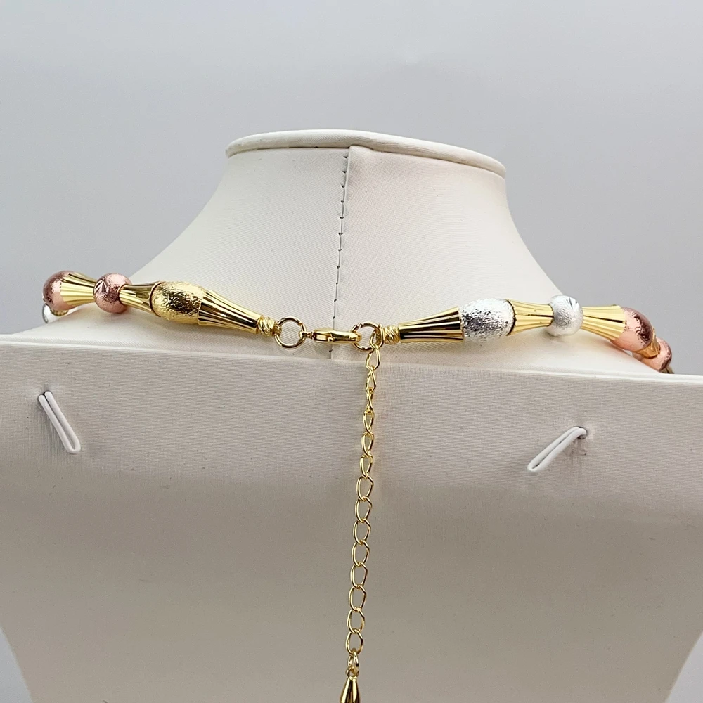 EMMA موضة دبي مطلية بالذهب الخرز القلائد أقراط خواتم مجموعات المجوهرات الجميلة للنساء هدايا مجوهرات حفلات الزفاف FHK21416