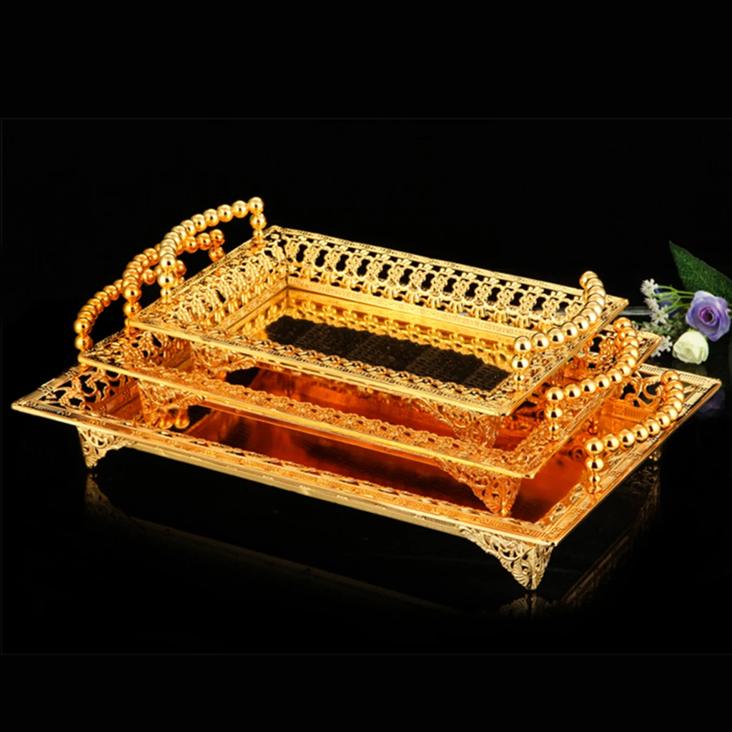 Multifunctional Food Tray Container Display Tray with Handle Table Organizer for Cookies Cupcake Display Stand Fruit Tray