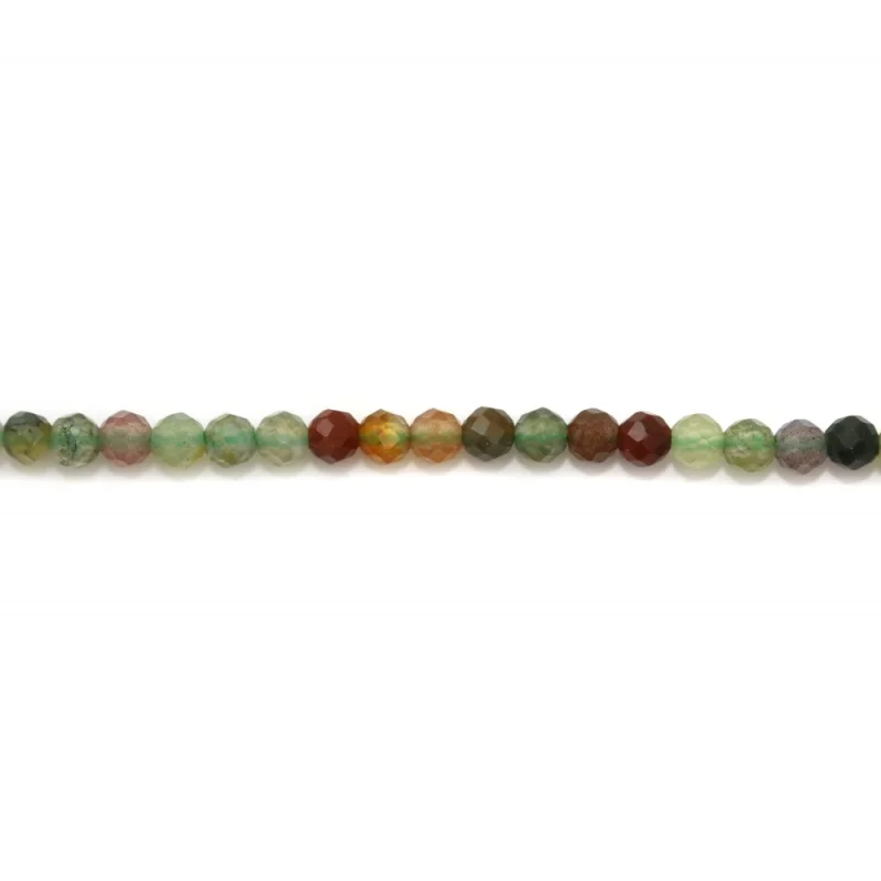 Indian Agate Small Beads Strand Faceted Round 2mm Real  Natural Stone Material  For Jewelry Making Bracelet  Earrings DIY