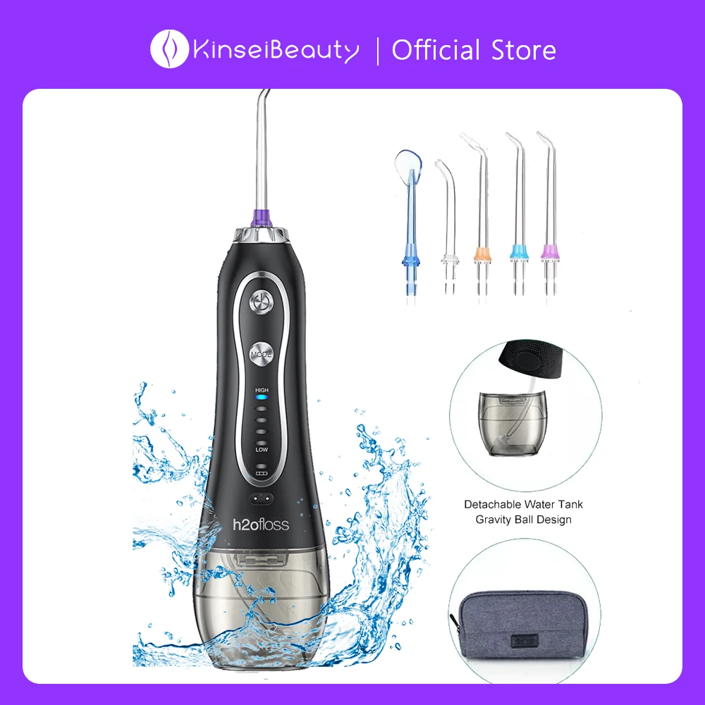 

KinseiBeauty Portable Oral Irrigator With 3 Modes Water Flosser USB Rechargeable Water Flosser Jet 300ml Water Tank Waterproof