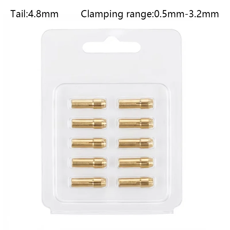 

Набор из 10 медных патронов, размер хвостовика 4,8 мм, размеры патронов от 0,5 мм до 3,2 мм, подходящие для различных полировочных ручек.