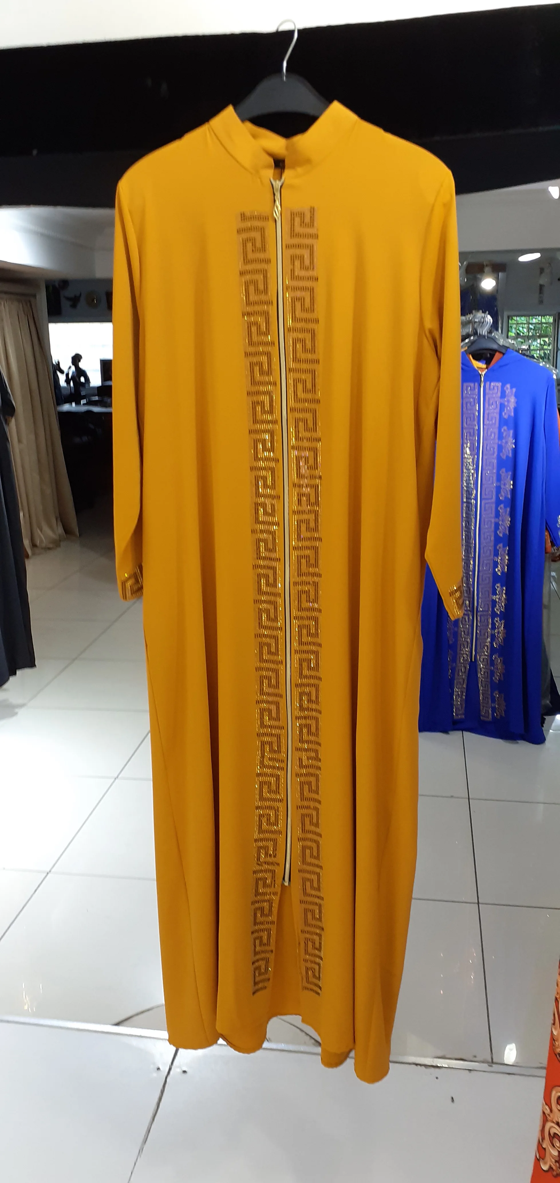 

Hoodless Abaya Fashion 2022 Designer Handmade Yellow Color Dress For Women and Girls Party Wear,