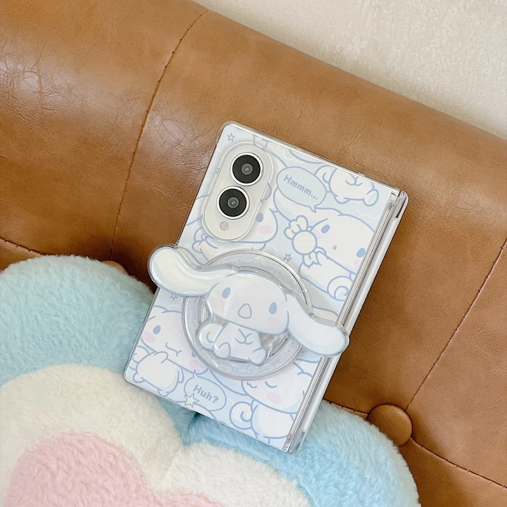 Nowy modny koreański uroczy niebieski futerał na telefon z dużymi uszami szczeniaka do Samsung Galaxy Z Fold 8 z podstawką Magsafe, kawaii, odporny na upadki. — zdjęcie produktu 4