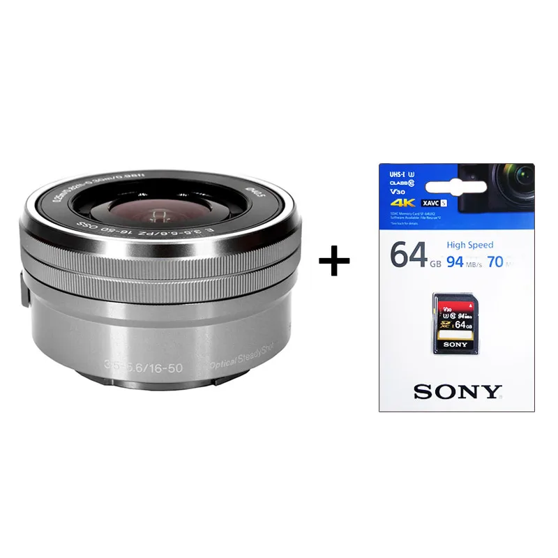 Sony Alpha E PZ 16-50mm F3.5-5.6 OSS Silver (bundled) + SF-64UX2 64GB Memory