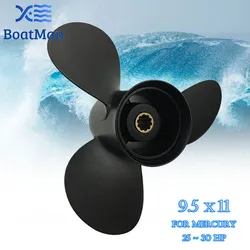 BoatMan 9.5x11 Boat Propeller for Mercury Outboard Motor 25HP 28HP 30HP 10 Tooth Spline 48-896896A40 Aluminum Boat Accessories