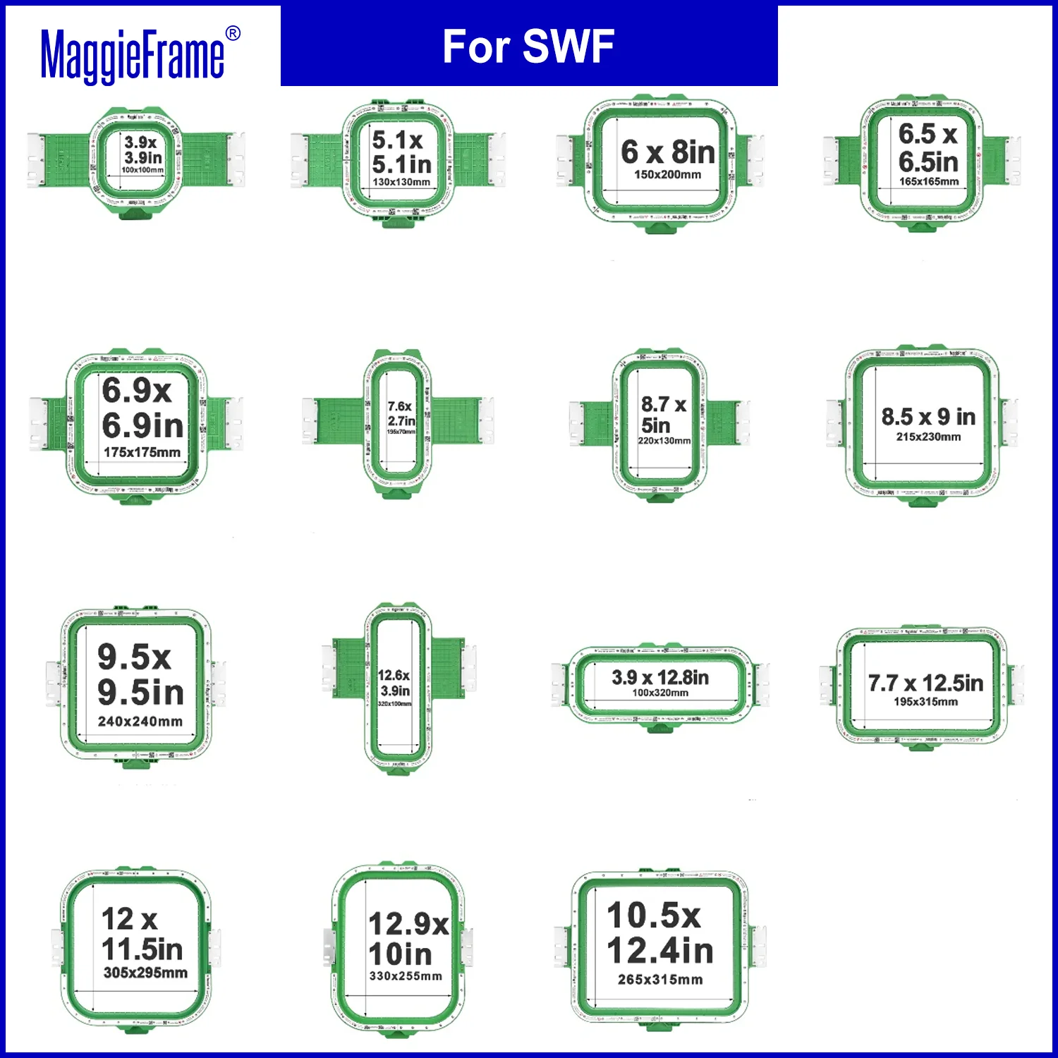 

MaggieFrame Mighty Hoop Magnetic embroidery hoop for SWF MAN12 MAS12 SWF/B-UK SWF K-UK SWF/B-UK Embroidery Machines Hoop Master