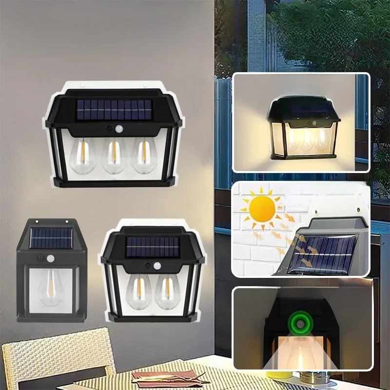 LED Solar Licht wasserdichte Wand lampe Bewegungs sensor Innenhof Garten Beleuchtung Dekoration