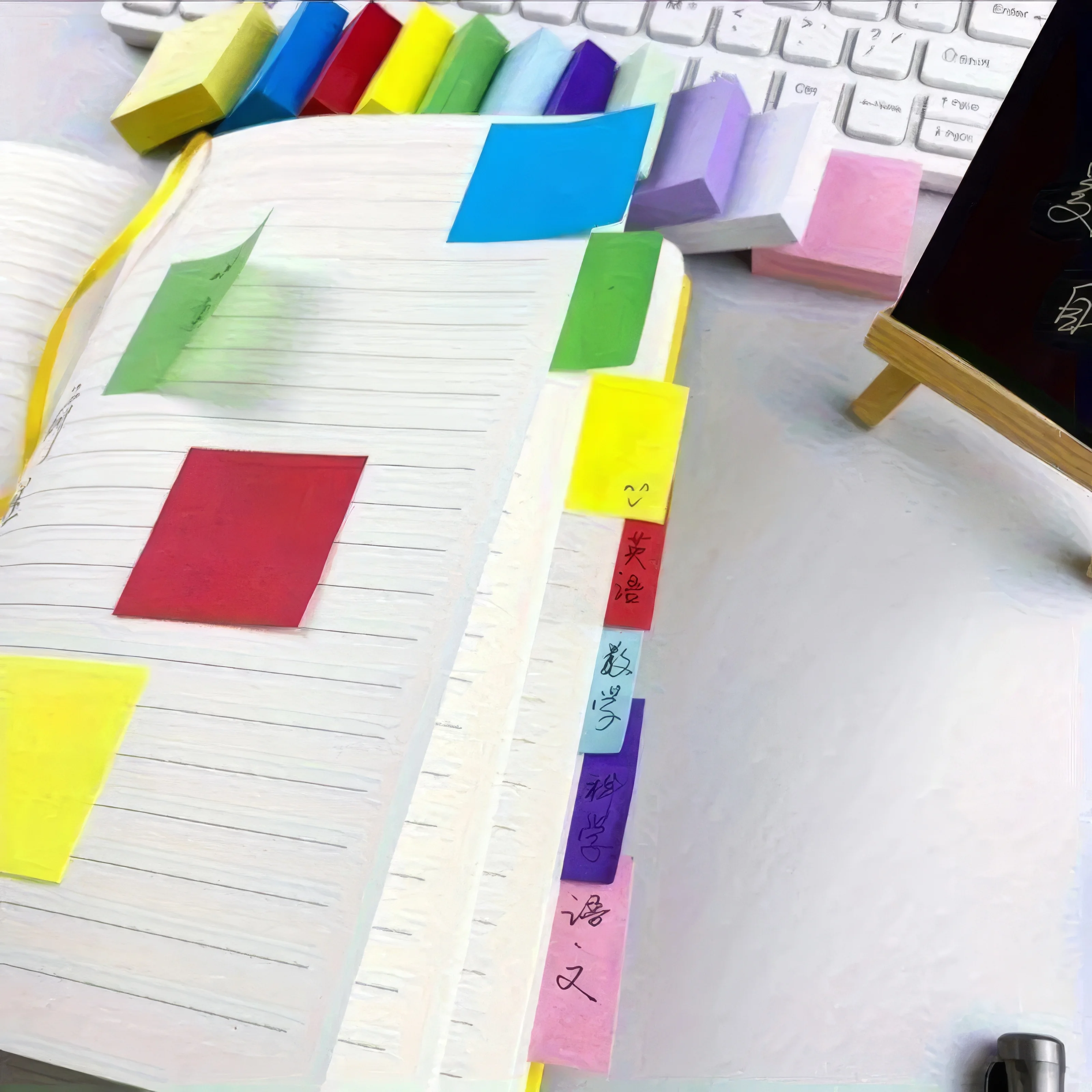혼합 색상 스티커 메모지 22개, 자체 접착 디자인, 휴대용 노트북, 사무실, 가정, 학교에 적합