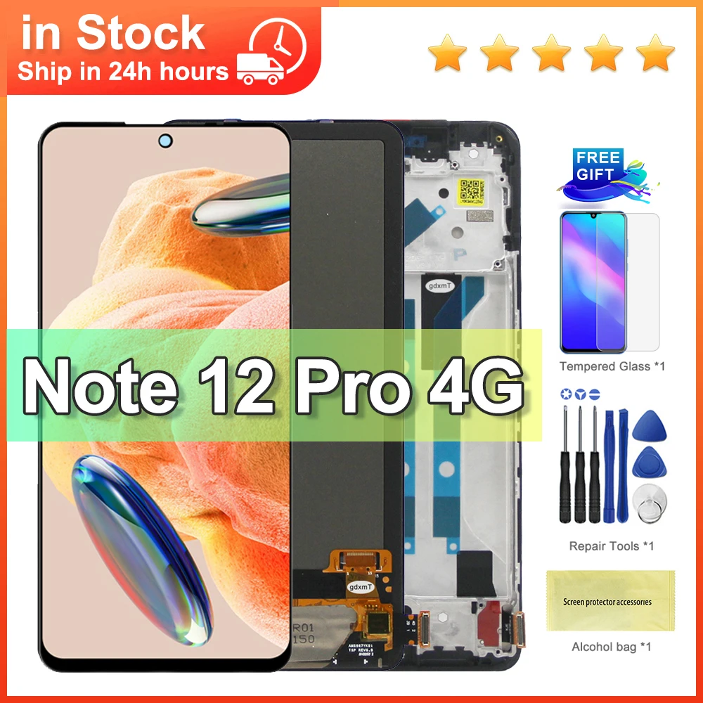 6.67\'\' AMOLED For Xiaomi Redmi Note 12 Pro 4G LCD Display Touch Screen With Frame Digitizer Assembly 2209116AG 2209116AG Screen