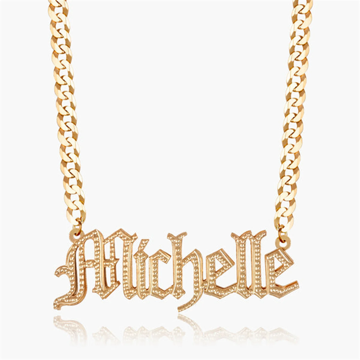 Double Plate Gothic Name Necklace Personalized 18k Gold Plated Two Tone Pendant Custom Stainless Steel Nameplate Jewelry Gifts