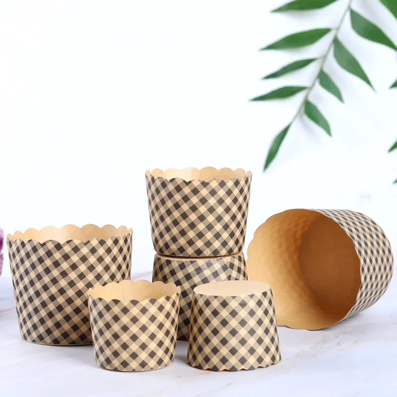 100Pcs Kraft Paper Muffin Paper Cups Mini Cupcake Liners Oil- Proof Greaseproof Paper Baking Wrappers Cake Baking Cup Cases