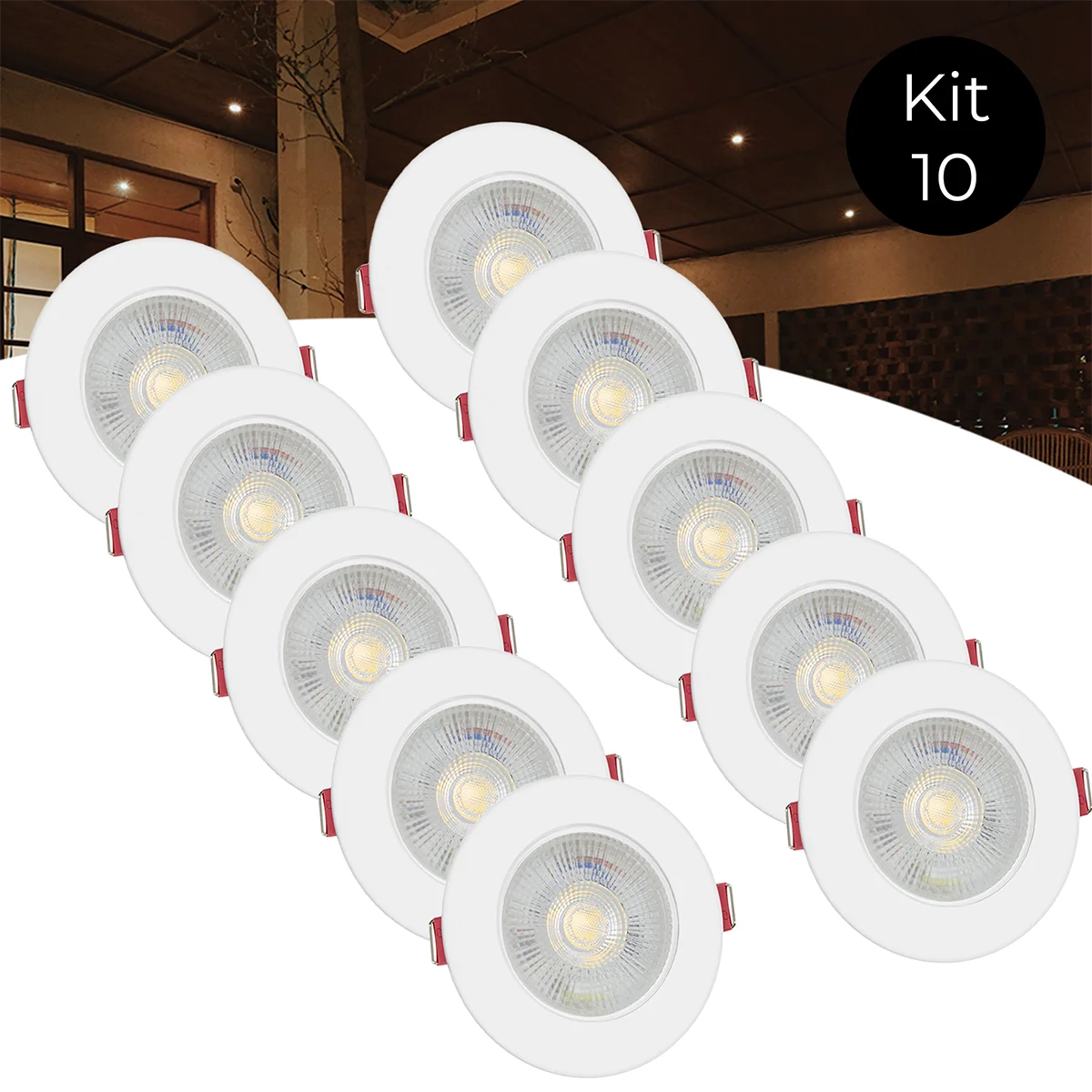 Kit 10 Spot Led 5w Dicróica Direcionável Redondo Embutir