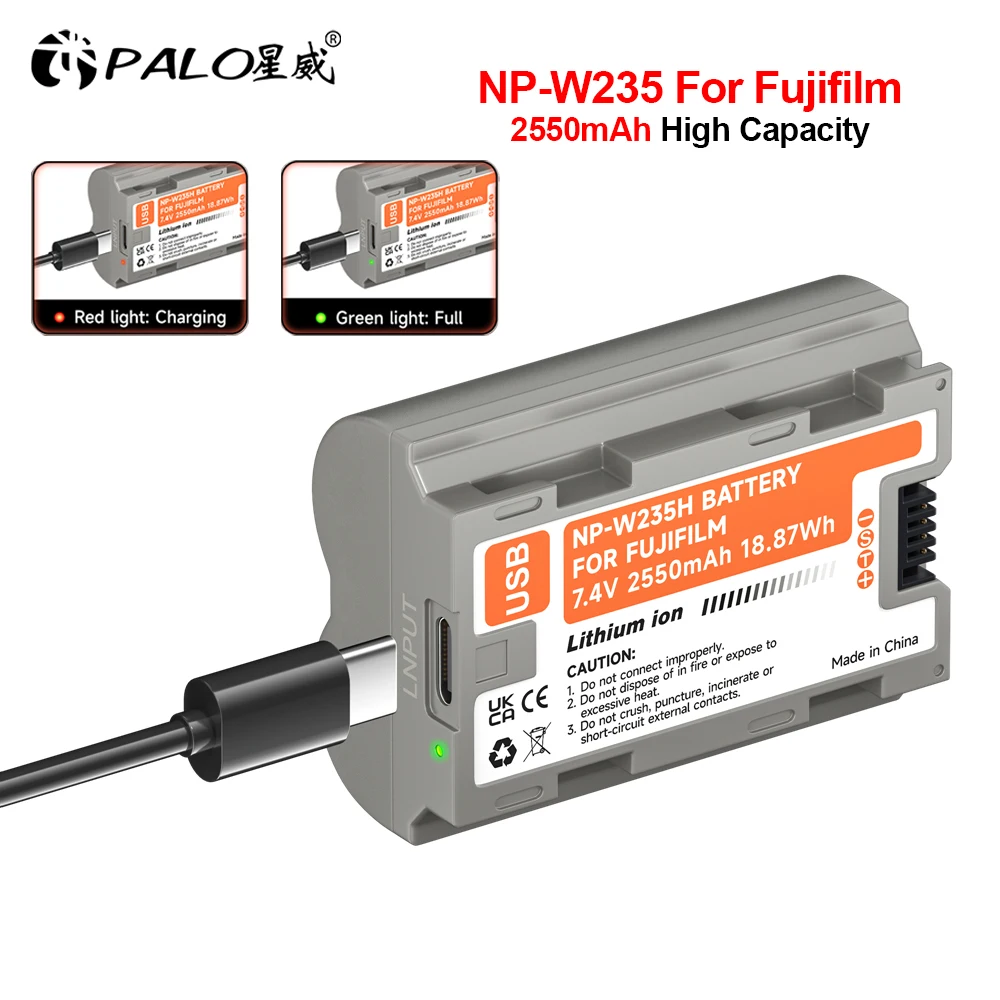 PALO 1-4PCS NP-W235 NP W235 Li-ion USB Charging Battery for Fujifilm X-H2 X-H2S XT4 GFX100S GFX50SII Camera VG-XT4 Grip NPW235