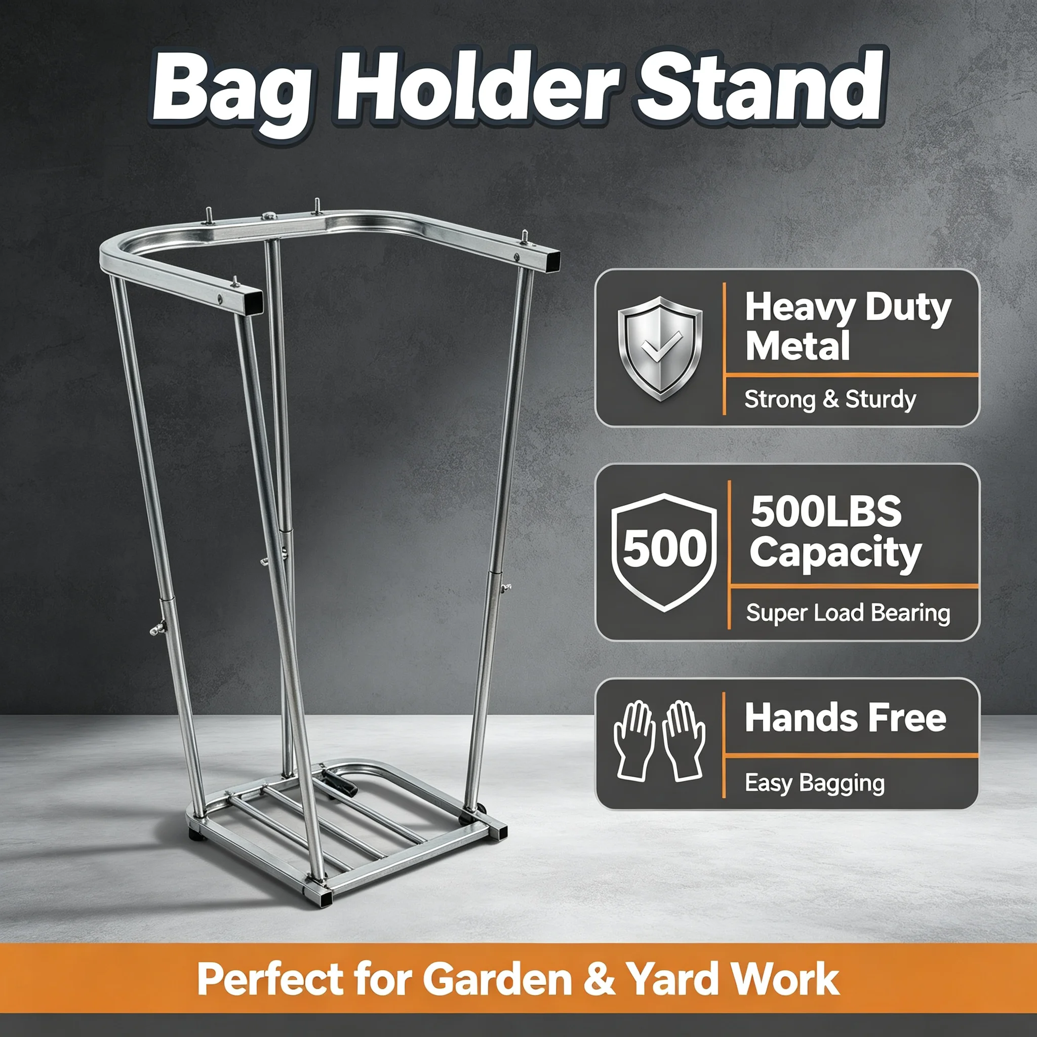 Bag Support Metal Sack Holder Load Bearing Multipurpose Bag Holder Bagging Device for Barbecue Farmhouse Farm Picnic Garden Yard