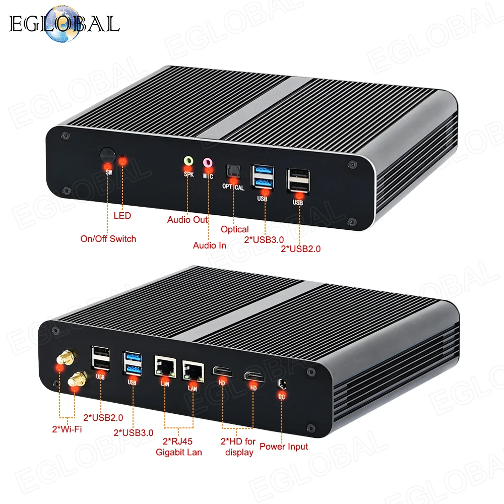 Imagem -03 - Eglobal Fanless Mini pc Intel I710510u 1065g7 Ddr4 Msata Mais M.2 Pcie Gamer Windows 10 Computador Portátil Componentes Vga dp Hdmi