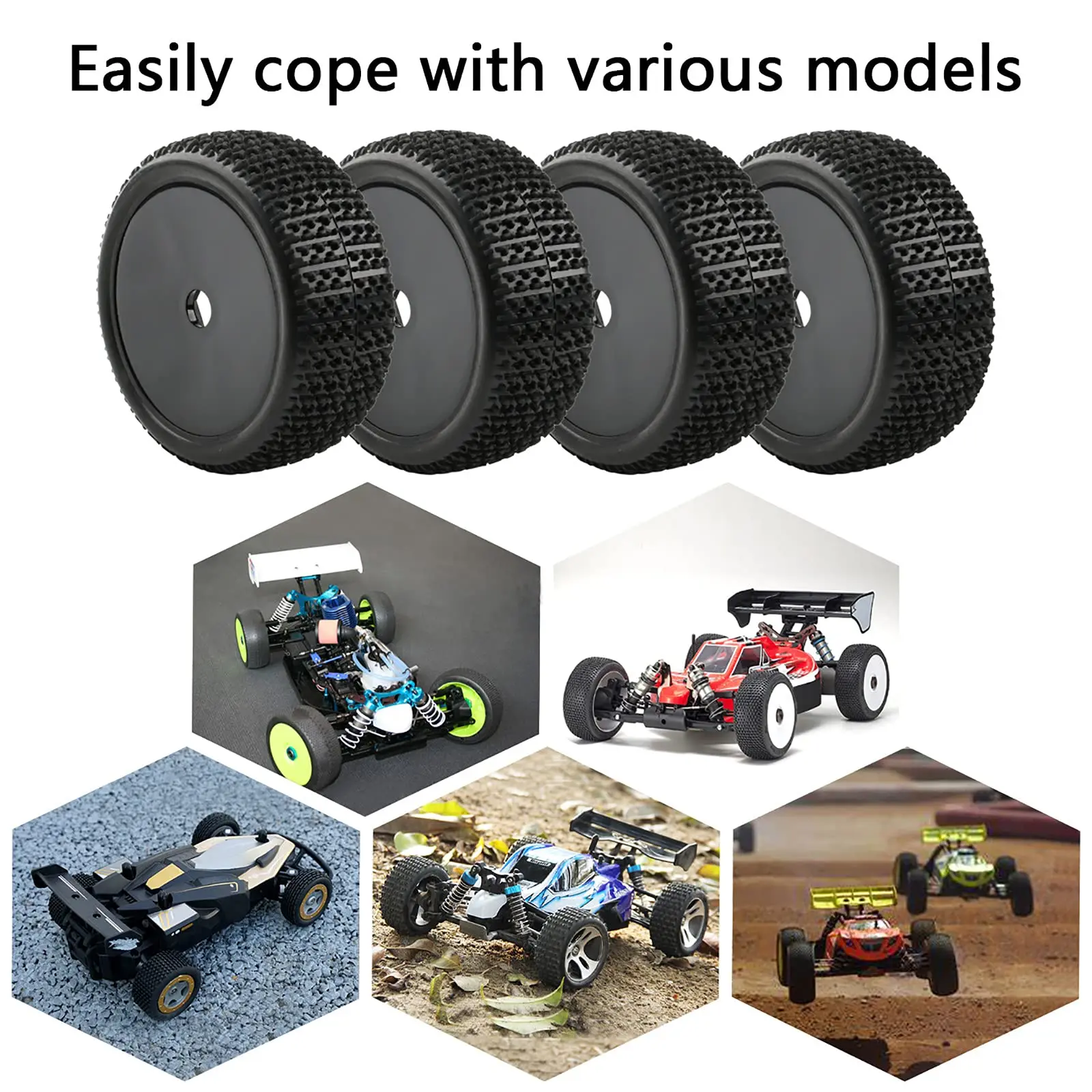 4PCS 112mm 1/8 Buggy On-road Tyre RC Tires Wheels for 1/8 Buggy RC Racing Car Tamiya Traxxas 94762 94081 N333022