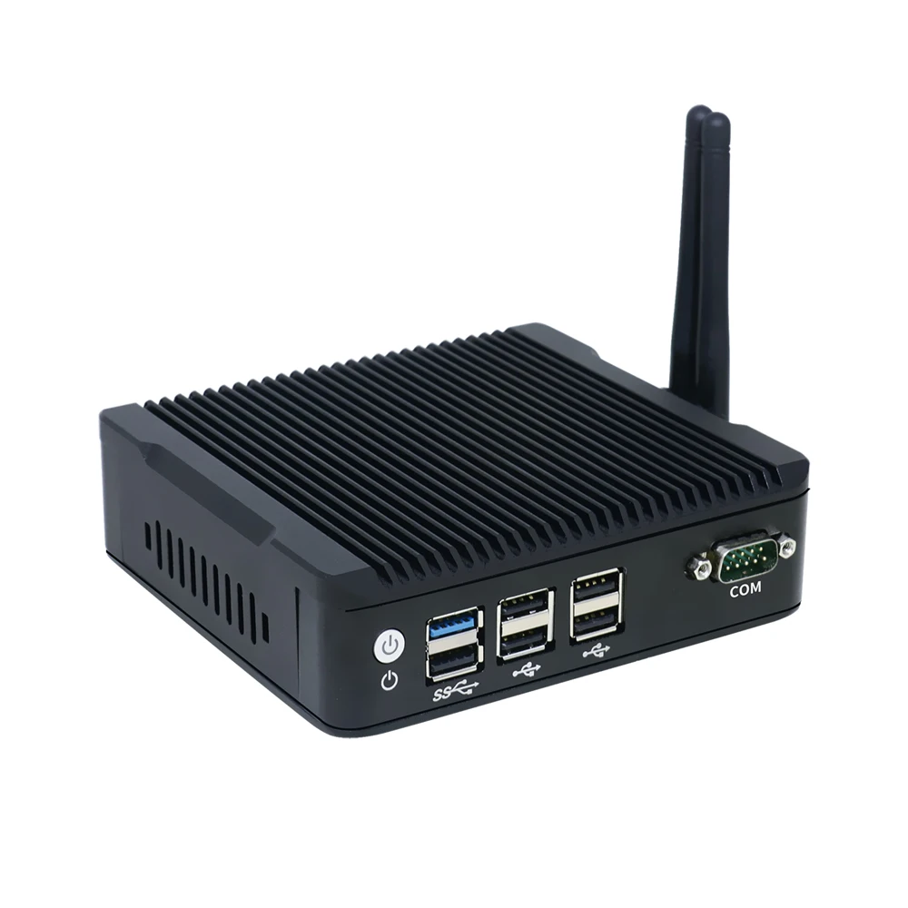 HUNSN Fanless Mini PC,Industrial Computer,Intel Celeron J1900,BX07,Windows 1/Linux Ubuntu,COM,2LAN,HDMI,VGA,Vesa Mount,WOL,PXE