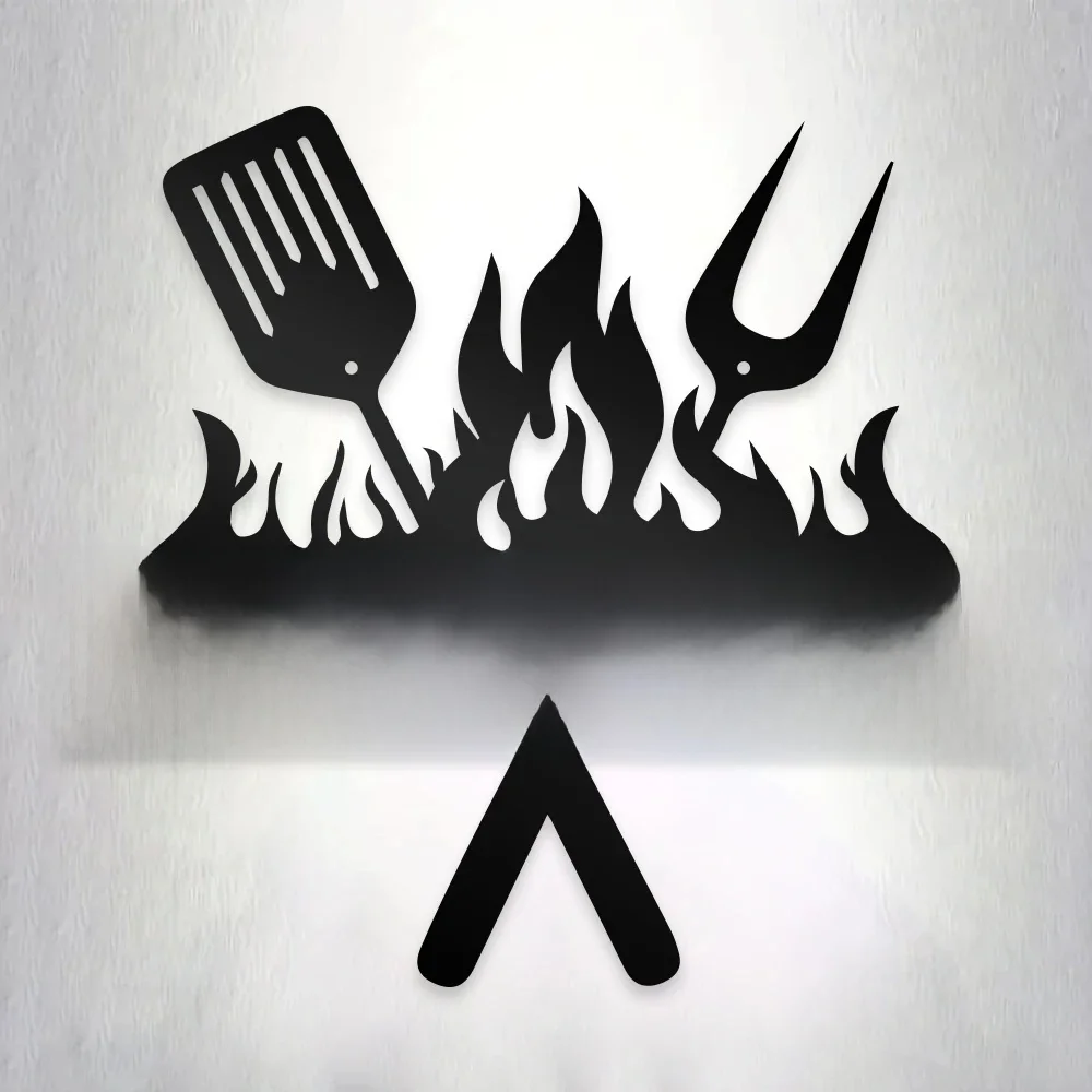 Panneaux muraux en métal avec nom personnalisé, ustensiles de cuisine pour Barbecue, dessin animé, Plaque murale en fer pour décoration de maison, salon, chambre à coucher, 1 pièce