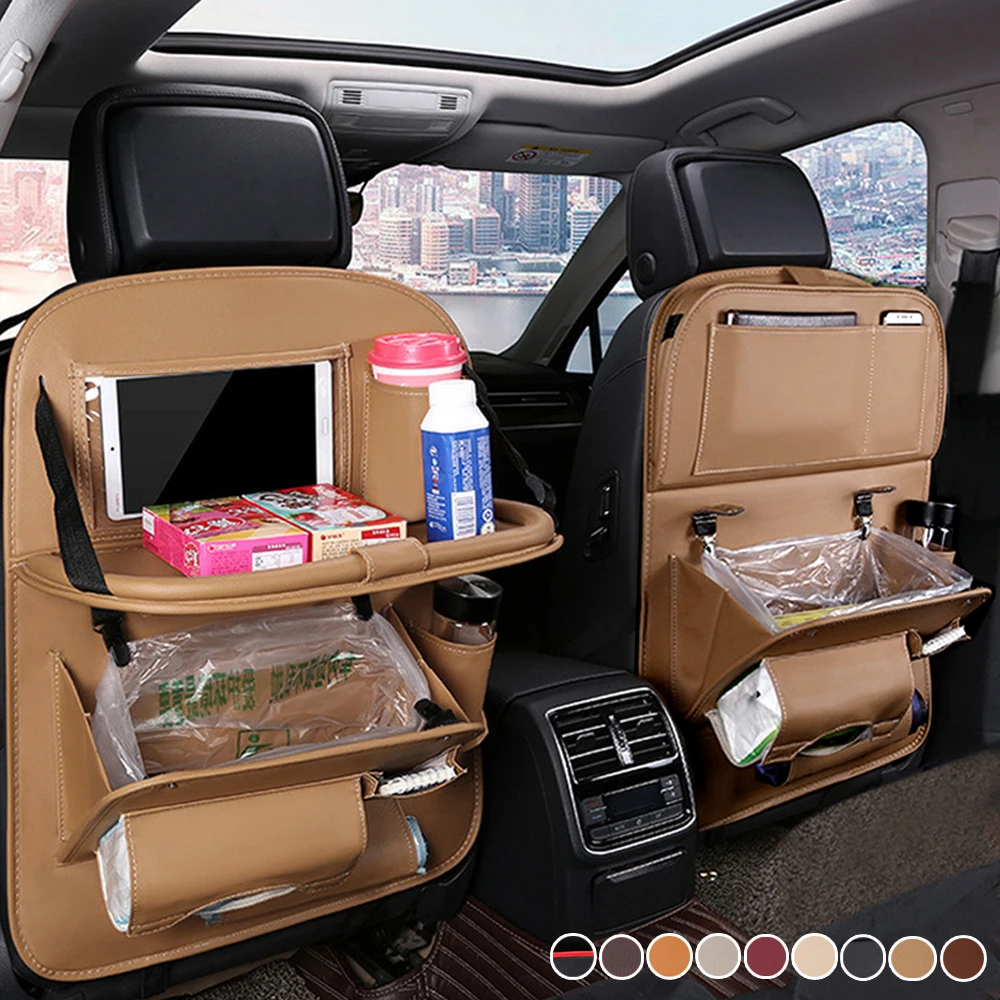 BENVIA car rear seat multi table kick cover leather storage table kick mat multi-use baby children back pocket 00378