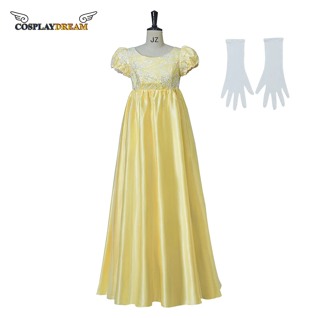 Penelope Featherington Cosplay Yellow Regency Dress Victoria Ball Dress Jane Austen High Waist Tea Party Dress Halloween dress