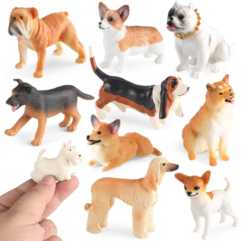 Oenux chien animaux modèle bouledogue Corgi Shiba Inu Husky carlin Schnauzer Chihuahua chiot Figurines PVC mignon Collection jouet enfant cadeau