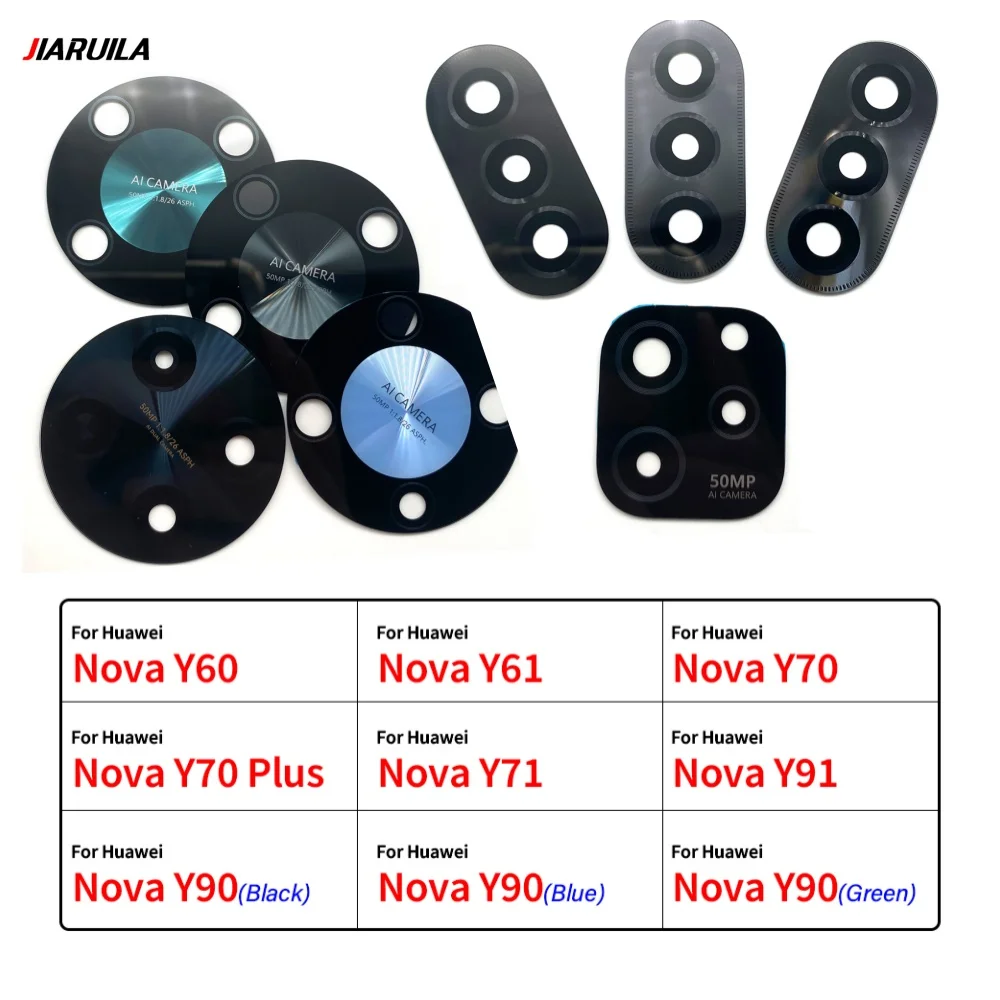 

10 шт. стеклянная крышка объектива задней камеры для Huawei Nova Y60 Y61 Y70 Y70 Plus Y71 Y90 Y91 с клейкой наклейкой