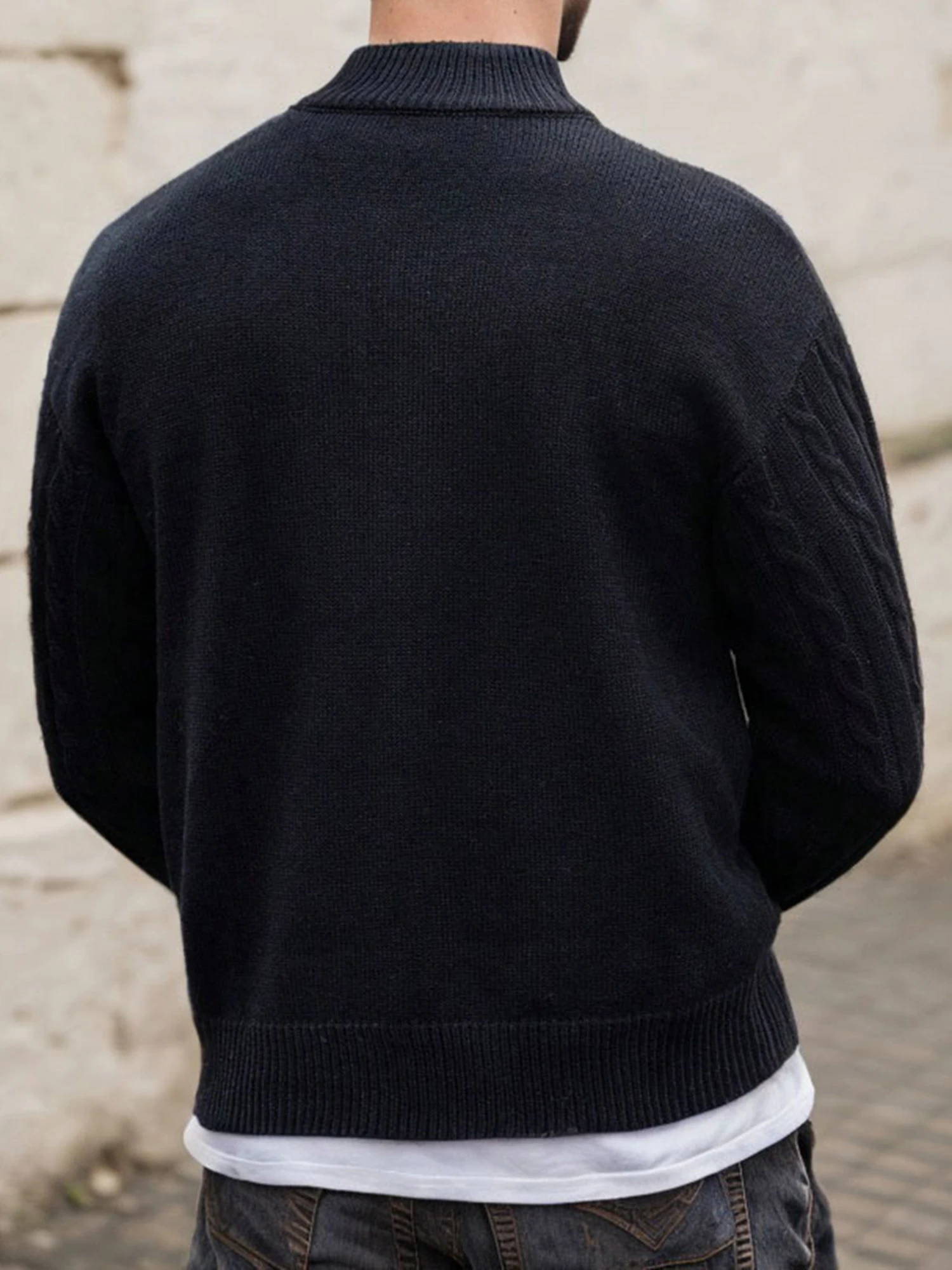 البلوزات الرجالية لاعبا الرقبة الدائمة نصف الارتفاع سستة طويلة الأكمام البلوفرات الذكور لاعبا #2